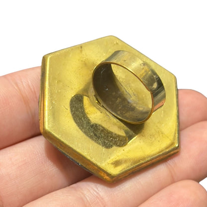 Unique Tribal Nepalese Multi Stone Brass Ring