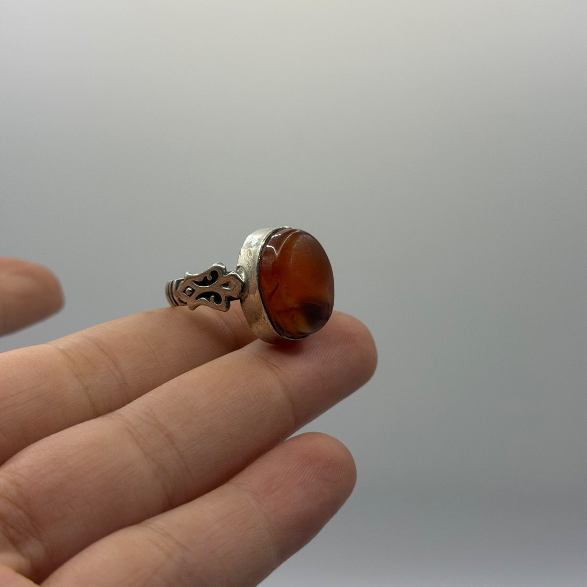 Vintage Afghan Agate Handmade Silver Ring