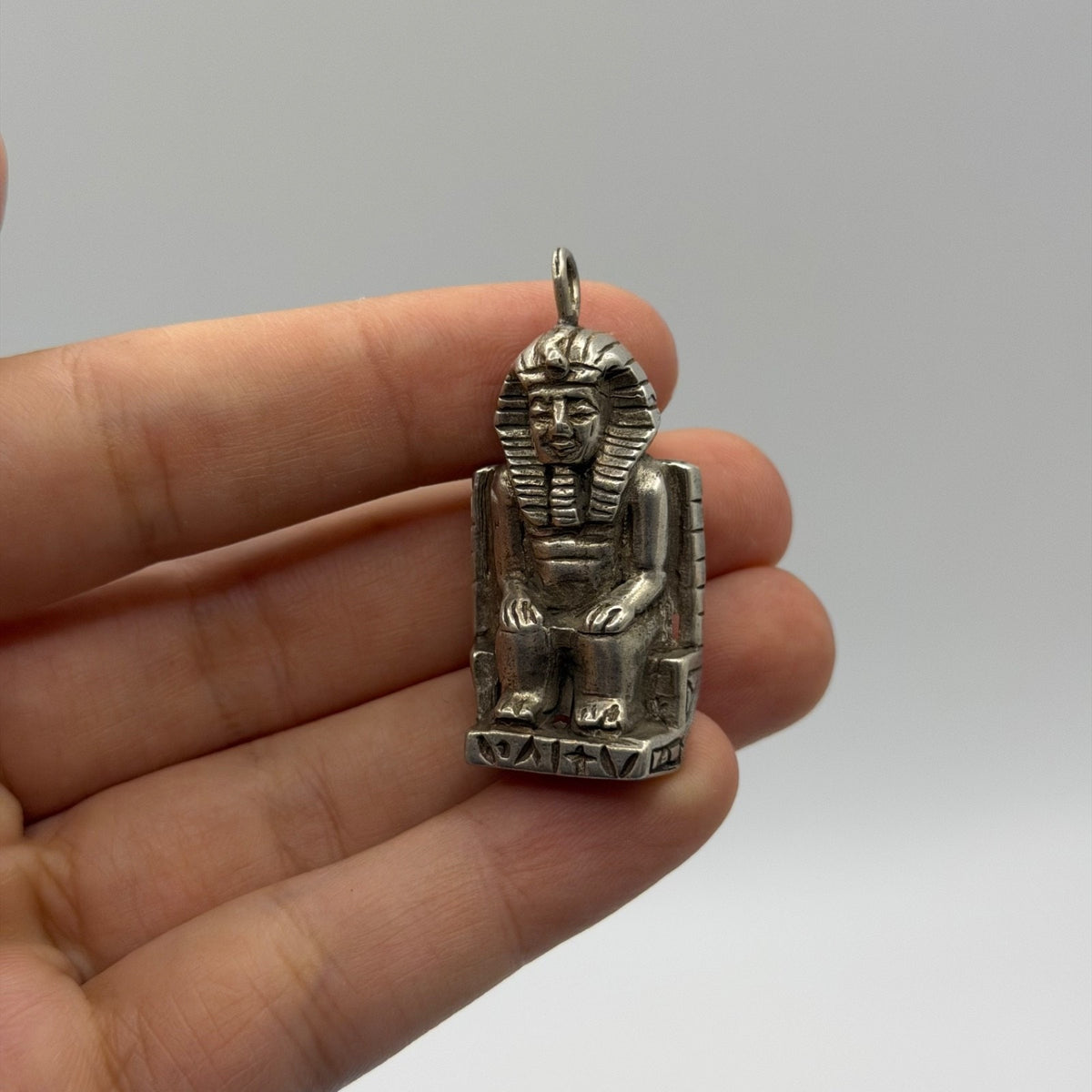 Ancient Egyptian Inspired Silver Pharaoh King Pendant