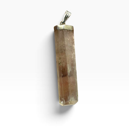 Beautiful Raw Scapolite Crystal Slice Silver Pendant