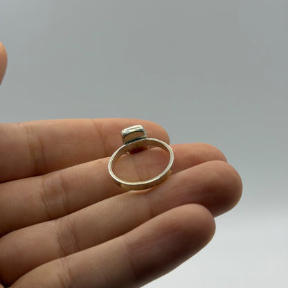 Solid 925 Sterling Silver Ring Square Cabochon Solitaire