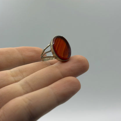 Solid Silver Agate Stone Vintage Afghan Tribal Ring