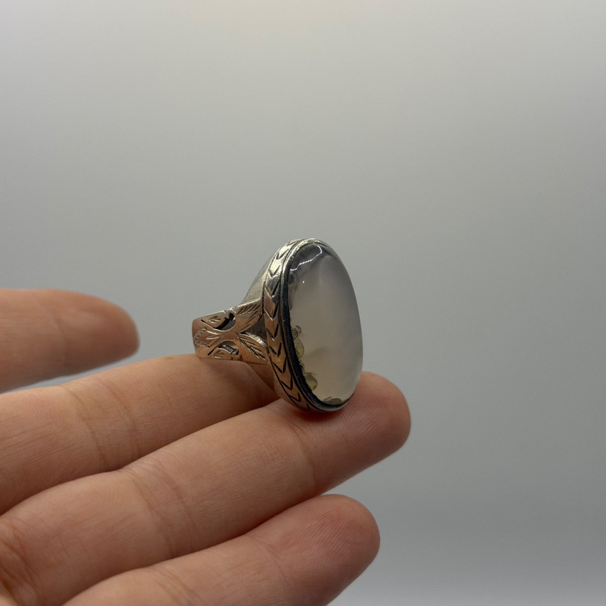 Vintage Old Agate Stone Handmade Silver Ring