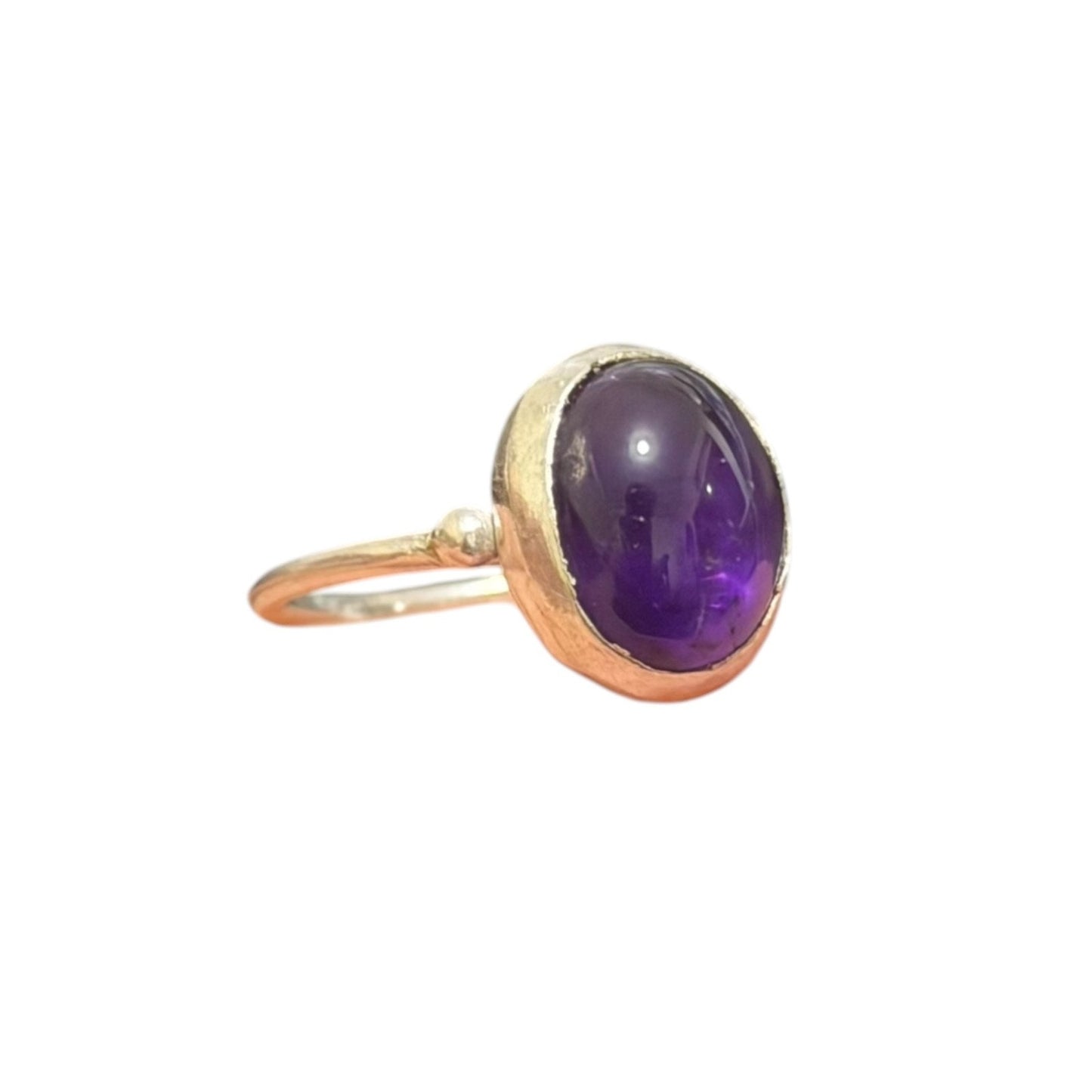 Natural Amethyst Stone Minimal Ring Silver 92.5