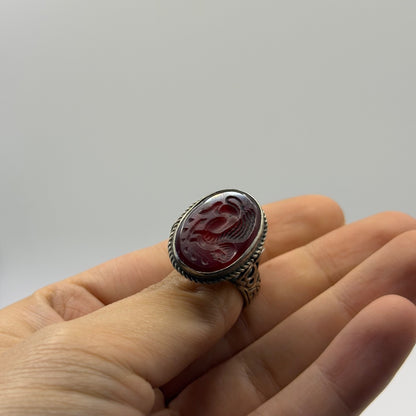 Vintage Ancient Roman Style Silver Intaglio Ring